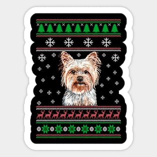 Cute Yorkshire Terrier Dog Lover Ugly Christmas Sweater For Women And Men Funny Gifts Sticker